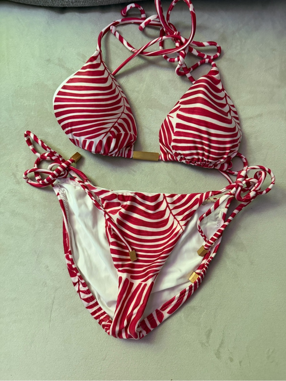 Vix paula hermanny Red & White Stripe Women's  2 Piece-Inspired Swim Set.